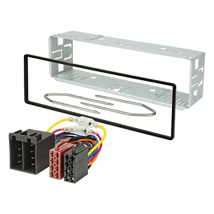 Autoradio Einbaurahmen Set 1DIN Metallschacht Rahmen 182x53mm Tiefe 45mm mit ISO Kabel Ausbauschlüssel
