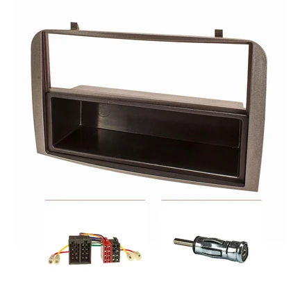 Radioblende Set kompatibel mit Alfa Romeo 147 (937) GT (937) dunkelgrau mit Radioadapter ISO Antennenadapter ISO DIN