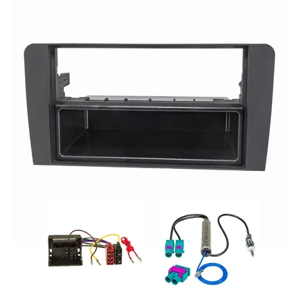 Radioblende Set kompatibel mit Audi A3 8P 8PA schwarz mit Quadlockadapter ISO Doppel Fakra Antennenadapter Phantomeinspeisung DIN ISO Modelle mit Symphony Concert oder Chorus