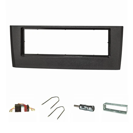 Radioblende Set kompatibel mit Fiat Grande Punto Typ Bj.199 2005-2009 schwarz mit Metallschacht Radioadapter ISO Antennenadapter ISO DIN Entriegelungsbügel