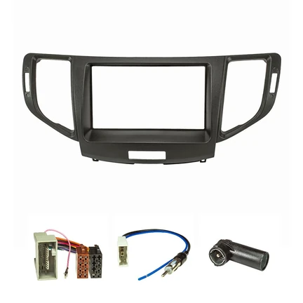 Doppel DIN Radioblende Set kompatibel mit Honda Accord 8 VIII CU/CW ab Bj.2008-2015 mit Radioadapter ISO GT13 Antennenadapter DIN ISO
