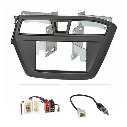 Doppel DIN Radioblende Set kompatibel mit Hyundai i20 ab Bj.2014-2020 schwarz mit Einbaukit Radioadapter ISO GT5 Antennenadapter DIN