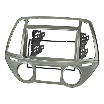 tomzz Audio Doppel DIN Radioblende kompatibel mit Hyundai i20 (PB) dunkelsilber mit automatischer Klimaanlage 2012-2014