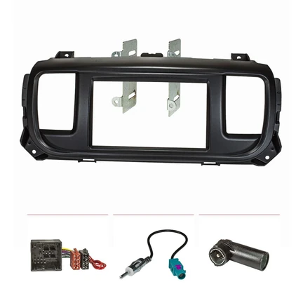 Doppel DIN Radioblende Set kompatibel mit Peugeot Expert Traveller Citroen Jumpy Spacetourer Toyota Proace ab 2016 Radioadapter Fakra Antennenadapter