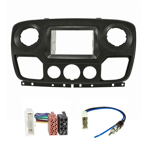 11111tomzz Audio Radioblende Set kompatibel mit Nissan Renault Opel NV400 Master Movano 2 DIN schwarz matt mit Adapterkabel für Radio Antenne