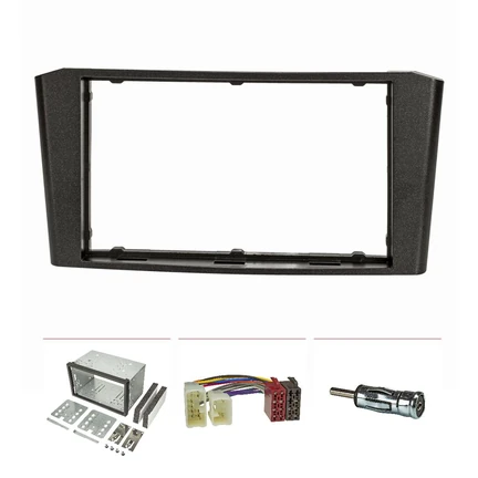 Doppel DIN Radioblende Set kompatibel mit Toyota Avensis T25 Bj.2003-2008 mit Einbaukit Radioadater ISO Antennenadapter ISO DIN
