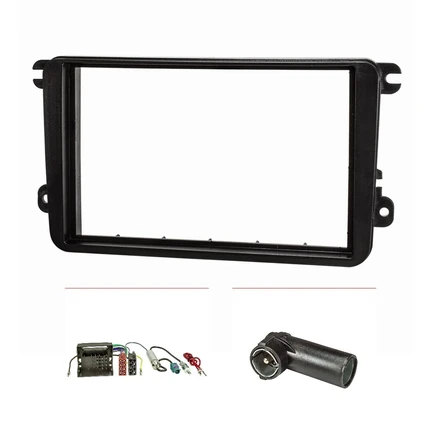 Doppel DIN Radioblende Set kompatibel mit VW Golf 5 V 6 VI Touran Passat 3C Caddy EOS Skoda Octavia mit Quadlockadapter ISO Fakra Antennen Phantomspeisung ISO DIN