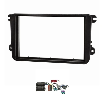 Doppel DIN Radioblende Set kompatibel mit VW Seat Skoda Golf 5 V 6 VI Touran Passat 3C Caddy EOS Octavia Quadlockadapter ISO Doppel Fakra Antennen Phantomspeisung ISO DIN