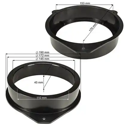 11111Lautsprecher Adapter Set kompatibel mit Audi Seat Lamborghini A3 A4 A8 R8 Q7 Exeo Gallardo Ringe + Adapterkabel adaptiert auf 165er Lautsprecher