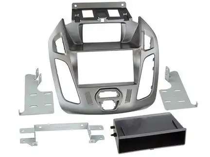 ACV Radioblende kompatibel mit Ford Tourneo Connect Transit Connect (PJ2) 2-DIN mit Fach mit Display Phönix silber