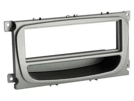 11111ACV Radioblende kompatibel mit Ford C-Max Focus Focus CC Galaxy Mondeo S-Max 1-DIN mit Fach silber ab Bj. 2007