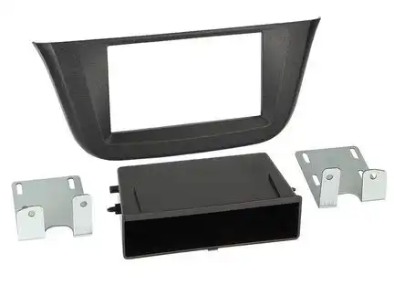 11111Radioblende kompatibel mit Iveco Daily VI 2-DIN mit Fach schwarz ab Bj. 07/2014
