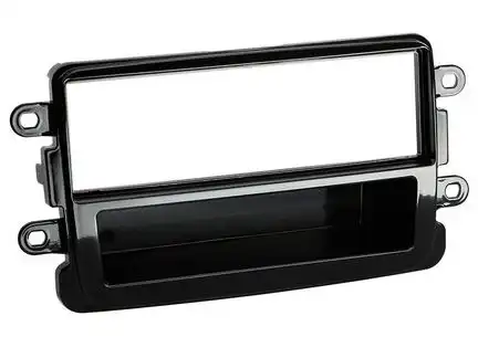 11111Radioblende kompatibel mit Dacia Dokker Duster Lodgy Sandero 1-DIN mit Fach Piano Lack schwarz ab Bj. 2012