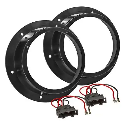 11111Lautsprecher Adapter Set kompatibel mit Audi Skoda Porsche VW Q3 Cayenne Octavia Superb Yeti Golf Jetta T5 Touran Tiguan Touareg Passat Sharan Caddy Eos Beetle Ringe + Adapterkabel adaptiert auf 165er Lautsprecher