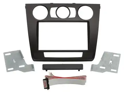 11111Doppel DIN Radioblende kompatibel mit BMW 1er (E81) (E82) (E87) (E88) mit manueller Klima schwarz 2-DIN