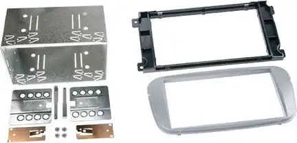 ACV Radioblende kompatibel mit Ford C-Max Focus Galaxy Mondeo S-Max 2-DIN-Set silber ab Bj. 2007