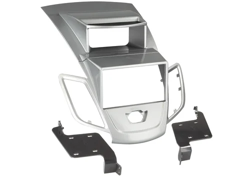 11111Doppel DIN Radioblende kompatibel mit Ford Fiesta (JA8) 2-DIN mit Display silber 2008-2013