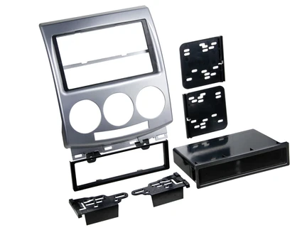 ACV Radioblende kompatibel mit Mazda 5 (CR1) 2-DIN mit Fach silber 06/2005 - 03/2008