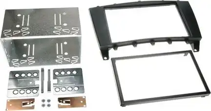 Radioblende kompatibel mit Mercedes C-Klasse (W203) (S203) (CL203) 2-DIN-Set schwarz ab Bj. 04/2004