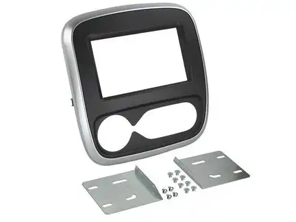 11111Doppel DIN Radioblende kompatibel mit Renault Fiat Nissan Opel Trafic Talento NV300 Vivaro mit Klimaautomatik schwarz/silber