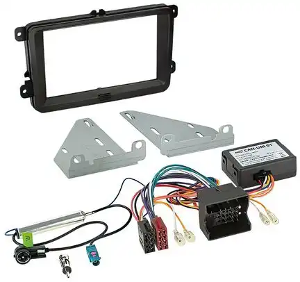 ACV Radioeinbauset kompatibel mit VW Amarok Beetle Caddy CC EOS Golf Jetta Passat Polo Scirocco Sharan Tiguan Touran T5 2-DIN schwarz