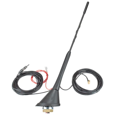 1111123cm Dachantenne DAB DAB+ AM FM mit Verstärker adaptiert auf DIN (m) SMB (m)
