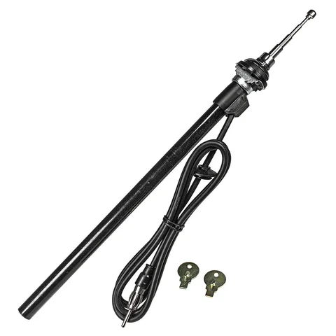 11111Universal Teleskopantenne Kotflügel kleiner Kopf 1.2m Kabel DIN-Stecker Chrom-Optik