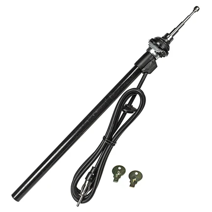 Universal Teleskopantenne Kotflügel kleiner Kopf 1.2m Kabel DIN-Stecker Chrom-Optik