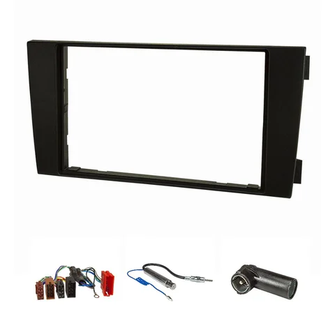11111Doppel DIN Radioblende Set kompatibel mit Audi A6 C5 4B schwarz mit Aktivsystemadapter ISO Fakra Antennenadapter Phantomeinspeisung DIN ISO nur Modelle mit Symphony