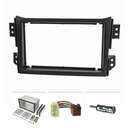 Doppel DIN Radioblende Set kompatibel mit Opel Agila B schwarz mit Einbaukit Radioadapter ISO Antennenadapter ISO DIN