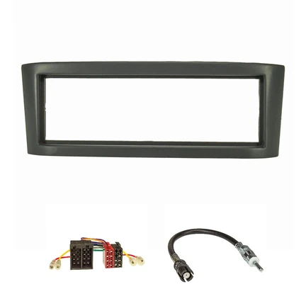 Radioblende Set kompatibel mit Smart Roadster Coupe (452) Bj.2003-2005 anthrazit mit Radioadapter ISO Raku2 Antennenadapter DIN