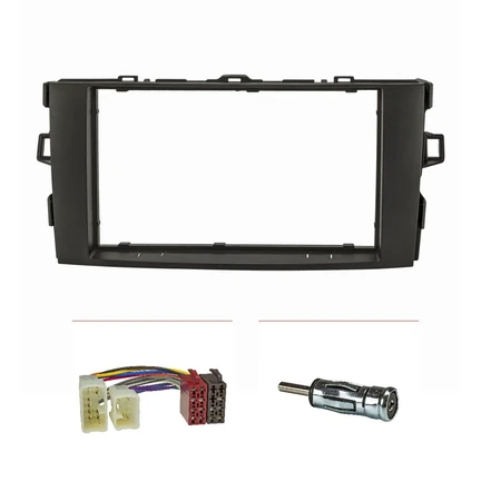 Doppel DIN Radioblende Set kompatibel mit Toyota Auris E150 Bj.2007-2012 schwarz mit Radioadapter ISO Antennenadapter ISO DIN