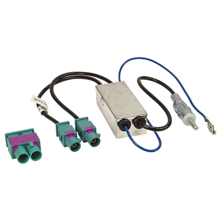 Doppel Fakra Diversity Antennenadapter mit Phantomeinspeisung kompatibel mit Audi Seat Skoda VW Citroen Peugeot Opel auf DIN