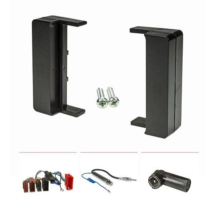 Radioblende Set kompatibel mit Audi A2 8Z A3 8L A4 B5 TT 8N schwarz mit Aktivsystemadapter ISO Antennenadapter Phantomeinspeisung ISO DIN