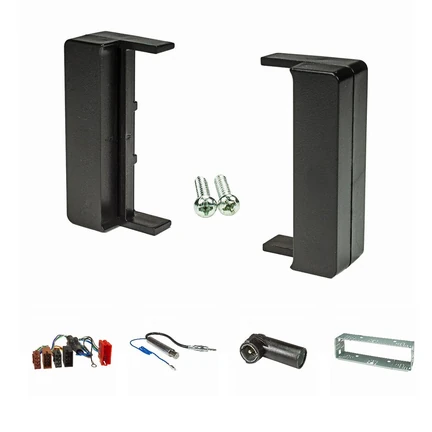 Radioblende Set kompatibel mit Audi A2 8Z A3 8L A4 B5 TT 8N schwarz mit Aktivsystemadapter ISO Antennenadapter Phantomeinspeisung ISO DIN Einbauschacht