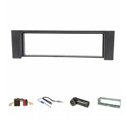 Radioblende Set kompatibel mit Audi A4 B6 8E 8H schwarz mit Radioadapter ISO Antennenadapter Phantomeinspeisung DIN ISO Einbauschacht