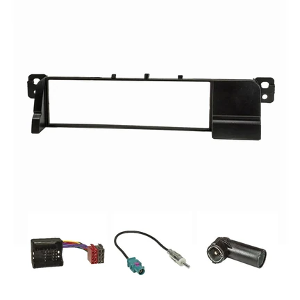 Radioblende Set kompatibel mit BMW 3er E46 mit Quadlockadapter ISO Fakra Antennenadapter DIN ISO