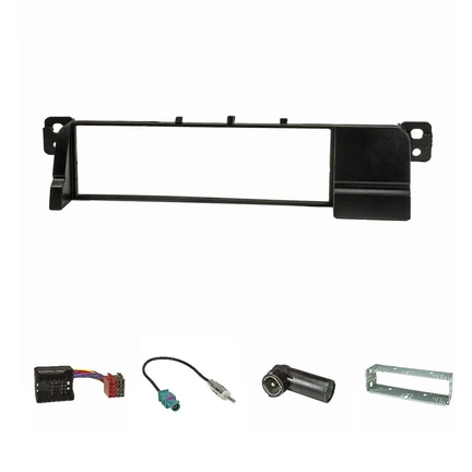 Radioblende Set kompatibel mit BMW 3er E46 mit Quadlockadapter ISO (neuer Anschluß) Fakra Antennenadapter DIN ISO Einbauschacht