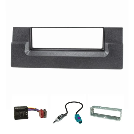 Radioblende Set kompatibel mit BMW 5er E39 X5 E53 schwarz mit Quadlockadapter ISO Fakra Antennenadapter DIN Einbauschacht