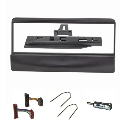 Radioblende Set kompatibel mit Ford Escort Focus Fiesta Scorpio Transit Mazda 121 schwarz mit Radioadapter ISO Antennenadapter ISO DIN Entriegelungsbügel