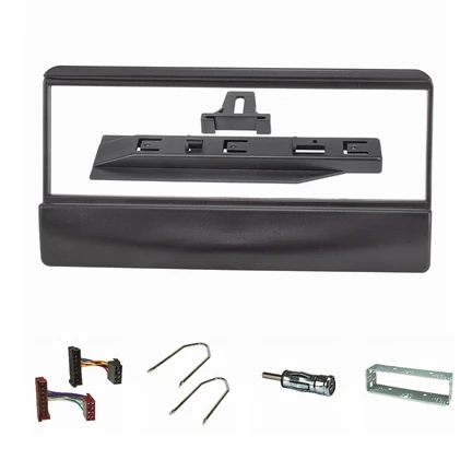 Radioblende Set kompatibel mit Ford Escort Focus Fiesta Scorpio Transit Mazda 121 schwarz mit Radioadapter ISO Antennenadapter ISO DIN Entriegelungsbügel Einbauschacht