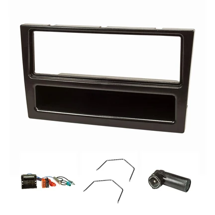 Radioblende Set kompatibel mit Opel Corsa C Combo Omega B Vectra C Meriva schwarz mit Quadlockadapter ISO Fakra Antennenadapter Phantom DIN ISO Entriegelungsbügel