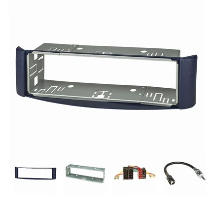 Radioblende Set kompatibel mit Smart fortwo (450) Bj.1998-2007 blau mit Metallschacht Radioadapter ISO Raku2 Antennenadapter ISO