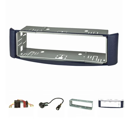 Radioblende Set kompatibel mit Smart fortwo (450) Bj.1998-2007 blau mit Metallschacht Radioadapter ISO Raku2 Antennenadapter ISO Einbauschacht