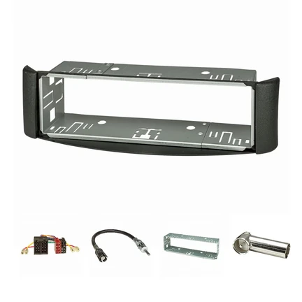 Radioblende Set kompatibel mit Smart fortwo (450) Bj.1998-2007 dunkelgrau mit Metallschacht Radioadapter ISO Raku2 Antennenadapter ISO Einbauschacht