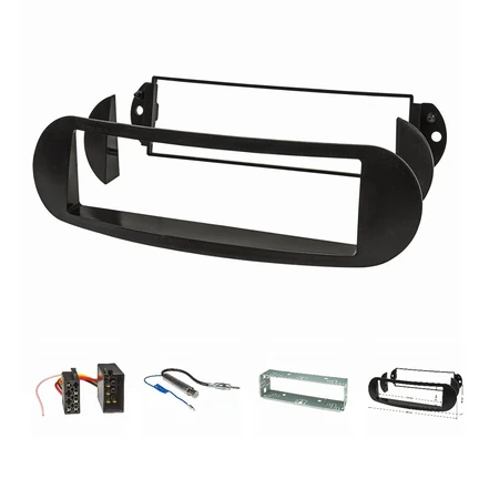 Radioblende Set kompatibel mit VW New Beetle Bj.1998-2011 mit Radioadapter ISO Antennenadapter Phantomeinspeisung DIN Einbauschacht