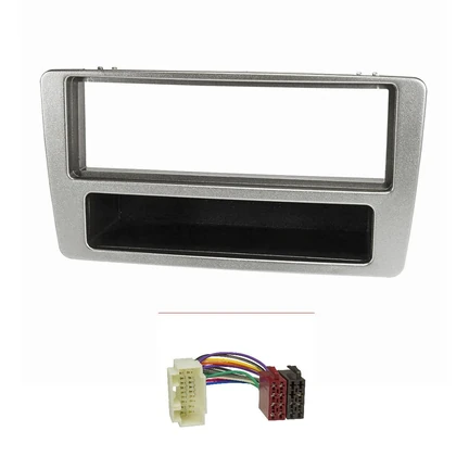 Radioblende Set kompatibel mit Honda Civic Bj.2001-2006 manuelle Klimaanlage silber mit Radioadapter ISO