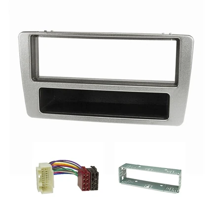 Radioblende Set kompatibel mit Honda Civic Bj.2001-2006 manuelle Klimaanlage silber mit Radioadapter ISO Einbauschacht