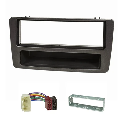 Radioblende Set kompatibel mit Honda Civic Bj.2001-2006 manuelle Klimaanlage anthrazit mit Radioadapter ISO Einbauschacht