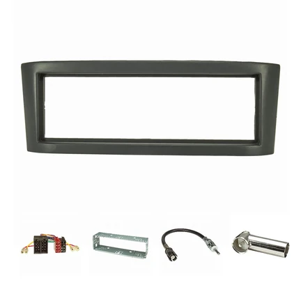 Radioblende Set kompatibel mit Smart Roadster Coupe (452) Bj.2003-2005 anthrazit mit Radioadapter ISO Raku2 Antennenadapter ISO Einbauschacht